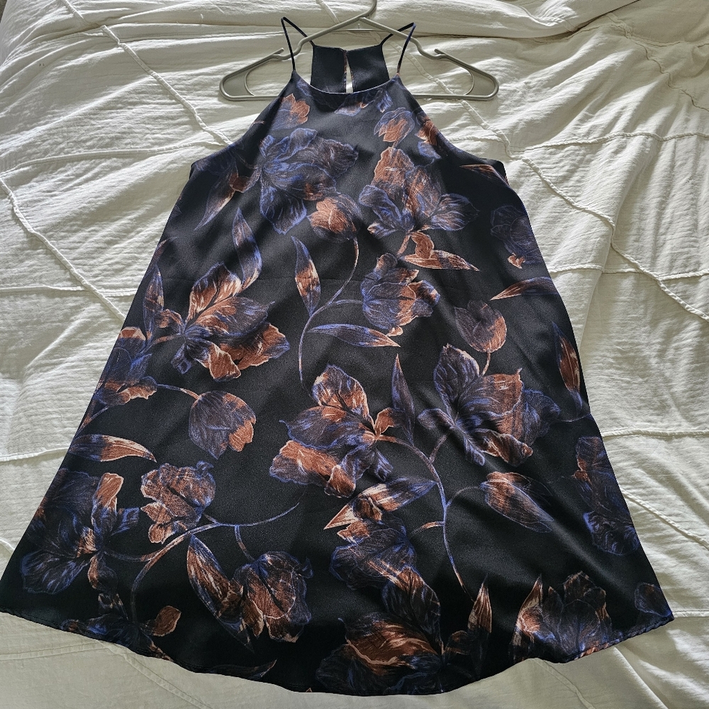 Everly Black and Copper Floral Dress